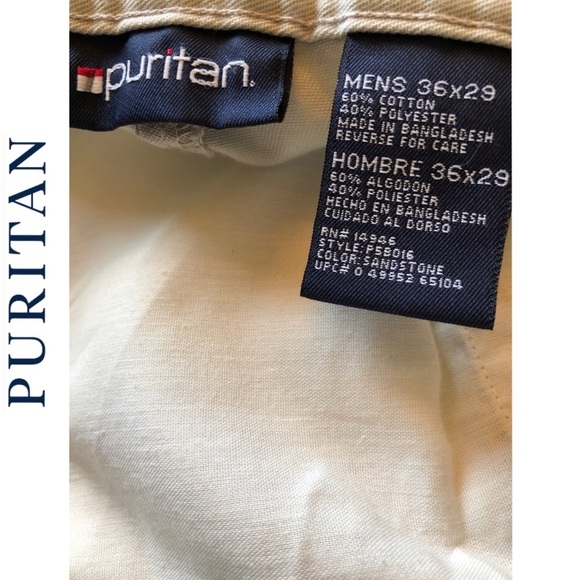 NEW Puritan Men’s Flat Front East Fit Pants Sand Size 36x29 - Picture 6 of 7